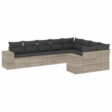 vidaXL 9 részes világosszürke polyrattan kerti ülőgarnitúra párnával (3223041) kerti bútor