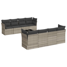 vidaXL 9 részes világosszürke polyrattan kerti ülőgarnitúra párnával (3249151) kerti bútor