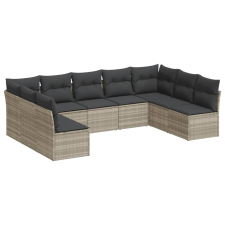vidaXL 9 részes világosszürke polyrattan kerti ülőgarnitúra párnával (3249911) kerti bútor