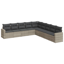 vidaXL 9 részes világosszürke polyrattan kerti ülőgarnitúra párnával (3251429) kerti bútor