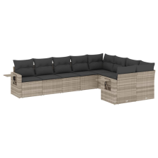 vidaXL 9 részes világosszürke polyrattan kerti ülőgarnitúra párnával (3252979) kerti bútor