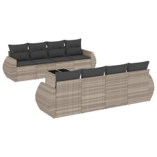 vidaXL 9 részes világosszürke polyrattan kerti ülőgarnitúra párnával (3253489) kerti bútor