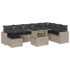 vidaXL 9 részes világosszürke polyrattan kerti ülőgarnitúra párnával (3267472) kerti bútor