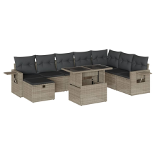vidaXL 9 részes világosszürke polyrattan kerti ülőgarnitúra párnával (3275032) kerti bútor