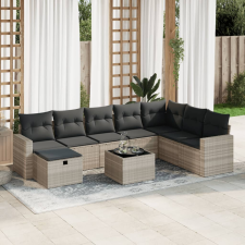 vidaXL 9 részes világosszürke polyrattan kerti ülőgarnitúra párnával (3325448) kerti bútor