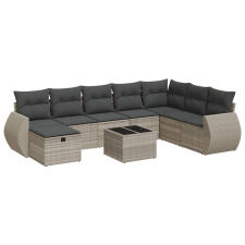 vidaXL 9 részes világosszürke polyrattan kerti ülőgarnitúra párnával (3325648) kerti bútor