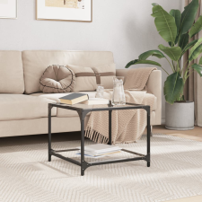 vidaXL acél dohányzóasztal átlátszó üveglappal 50 x 50 x 40 cm bútor