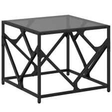 vidaXL acél dohányzóasztal fekete üveglappal 50 x 50 x 41 cm bútor