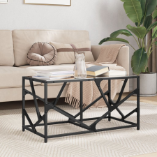 vidaXL acél dohányzóasztal fekete üveglappal 78,5 x 40 x 41 cm bútor