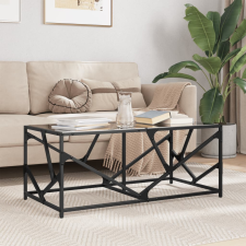 vidaXL acél dohányzóasztal fekete üveglappal 98,5 x 50 x 41 cm bútor