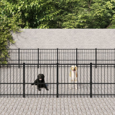 vidaXL Acél kültéri kutyakennel 50,81 m² szállítóbox, fekhely kutyáknak