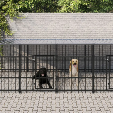 vidaXL Acél kültéri kutyakennel tetővel 11,26 m² szállítóbox, fekhely kutyáknak