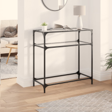 vidaXL acél tálalóasztal átlátszó üveglappal 80 x 35 x 81 cm bútor
