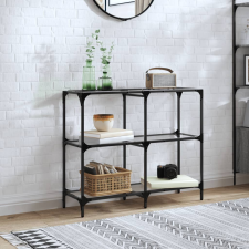 vidaXL acél tálalóasztal átlátszó üveglappal 98 x 30 x 81 cm bútor