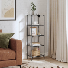 vidaXL acél tárolóállvány fekete üveglappal 40 x 30 x 123 cm bútor