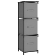 vidaXL acél tárolószekrény 3 szürke szövetfiókkal 34 x 34 x 101 cm (337253) bútor