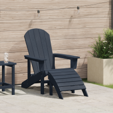 vidaXL Adirondack szék lábtámasszal Tengerészkék HDPE kerti bútor