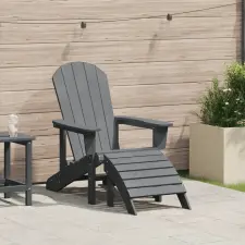 vidaXL Adirondack szék lábtámasz nélkül Világosszürke HDPE kerti bútor