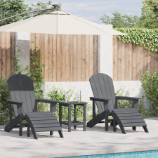 vidaXL Adirondack Székek Lábpihentőkkel 2 db Világosszürke HDPE kerti bútor