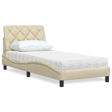 vidaXL ágy matraccal krém 90x190 cm szövet ágy és ágykellék