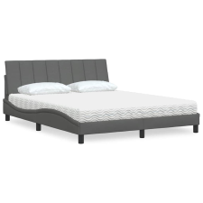 vidaXL ágy matraccal Sötét szürke 160x200 cm szövet ágy és ágykellék
