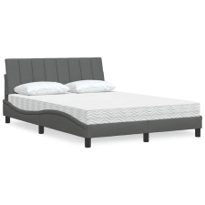 vidaXL ágy matraccal Sötétszürke 140x200 cm szövet ágy és ágykellék