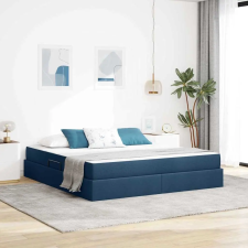 vidaXL Ágy tárolóval és matraccal Kék 160 x 200 cm Poliészter ágy és ágykellék