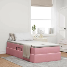 vidaXL Ágy tárolóval és matraccal Rózsaszín 100 x 200 cm Bársony ágy és ágykellék