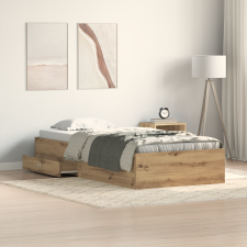 vidaXL Ágykeret Artisan tölgy 100x200 cm Műanyag ágy és ágykellék