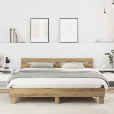 vidaXL Ágykeret Artisan tölgy 180 x 200 cm Műgyanta és forgácslap ágy és ágykellék