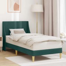 vidaXL Ágykeret Egyszínű fejtámlával Sötétzöld 100 x 200 cm szövet ágy és ágykellék