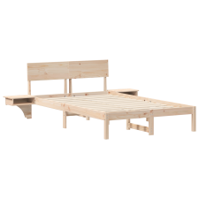 vidaXL Ágykeret éjjeli szekrényekkel Barna 120 x 200 cm Tömör fenyőfa (873448) ágy és ágykellék