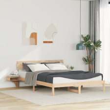 vidaXL Ágykeret éjjeli szekrényekkel Barna 150 x 200 cm Tömör fenyőfa ágy és ágykellék