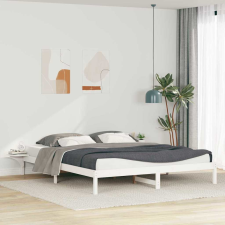 vidaXL Ágykeret éjjeliszekrényekkel Fehér 180 x 220 cm Tömör fenyőfa ágy és ágykellék