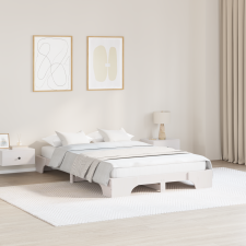 vidaXL Ágykeret Fehér Fa 140 x 190 cm Ágykeret Négyszögletes Modern ágy és ágykellék