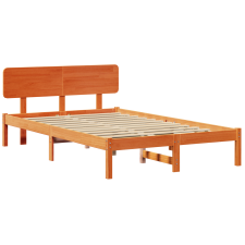 vidaXL Ágykeret fejtámasszal Viaszbarna 140x190 cm Tömör fenyőfa (872112) ágy és ágykellék