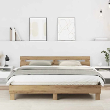 vidaXL Ágykeret fejtámlával Artisan tölgy 180 x 200 cm Faanyag ágy és ágykellék