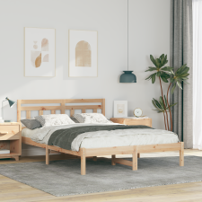 vidaXL Ágykeret fejtámlával Barna 120 x 200 cm Tömör fenyőfa ágy és ágykellék