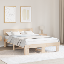 vidaXL Ágykeret fejtámlával Barna 140 x 200 cm Tömör fenyőfa ágy és ágykellék