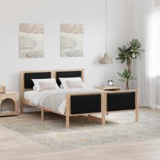 vidaXL Ágykeret fejtámlával Barna és fekete 140 x 200 cm Tömör fenyőfa ágy és ágykellék