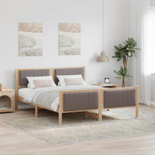 vidaXL Ágykeret fejtámlával Barna és taupe 150 x 200 cm Tömör fenyőfa ágy és ágykellék