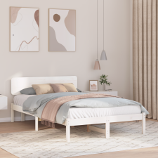 vidaXL Ágykeret Fejtámlával Fehér 135x190 cm Tömör fenyőfa ágy és ágykellék