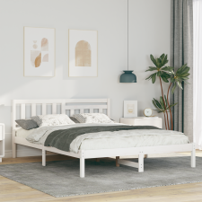 vidaXL Ágykeret fejtámlával Fehér 140 x 200 cm Tömör fenyőfa ágy és ágykellék