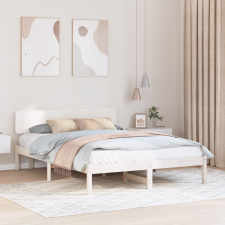 vidaXL ágykeret fejtámlával, fehér, 150x200 cm, tömör fenyő ágy és ágykellék