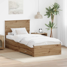 vidaXL Ágykeret fejtámlával fiókkal Artisan tölgy 100 x 200 cm Faanyag ágy és ágykellék