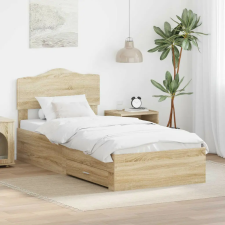 vidaXL Ágykeret fejtámlával fiókkal Sonoma tölgy 70 x 190 cm Faanyag ágy és ágykellék