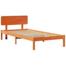 vidaXL ágykeret fejtámlával Gyantázott barna 100x200 cm Tömör fenyőfa (872121) ágy és ágykellék