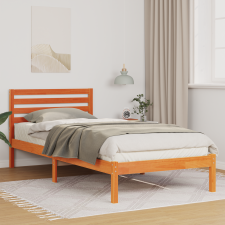 vidaXL Ágykeret fejtámlával Viaszbarna 100 x 220 cm Tömör fenyőfa ágy és ágykellék