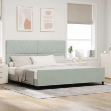 vidaXL Ágykeret fejtámlával Világosszürke 200 x 200 cm Bársony ágy és ágykellék