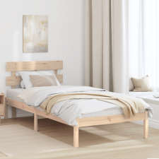 vidaXL Ágykeret Fejvéggel 90x200 cm Tömör fa Fenyő ágy és ágykellék